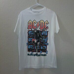 AC/DC Blow Up Your Video Graphic T-Shirt Men’s Medium White Band Tee Rock